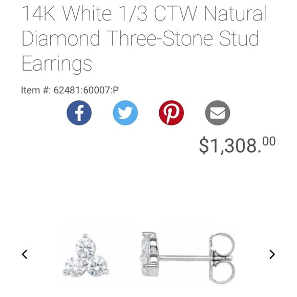 14K Rose Gold 1/3 CTW Natural Diamond Three-Stone Stud Earrings - Picture 9 of 9